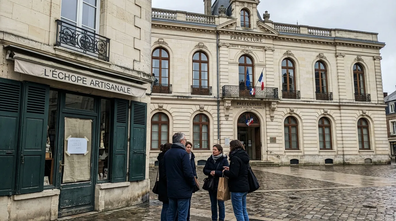 Préfecture dément protection boutique Macron Amiens